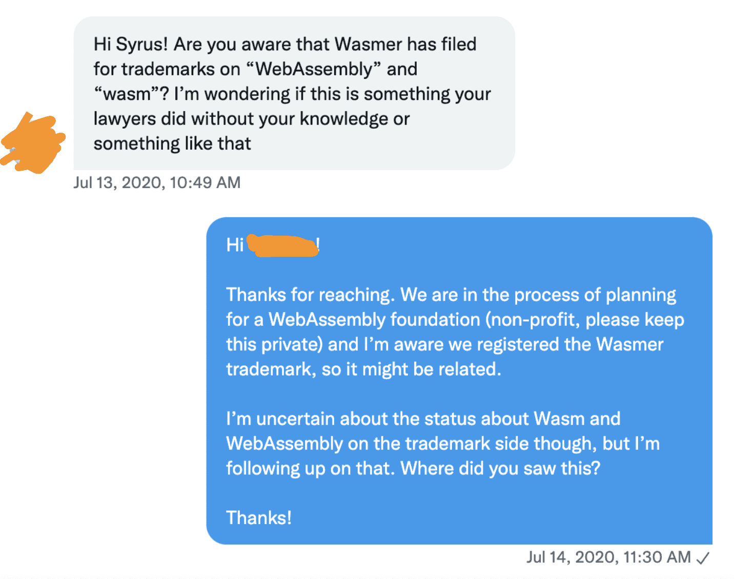 Wasmer Trademark Message