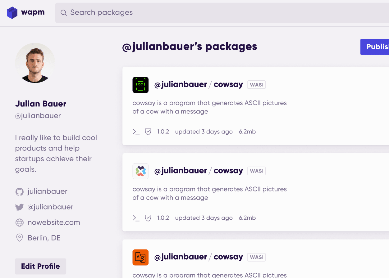 WAPM User page