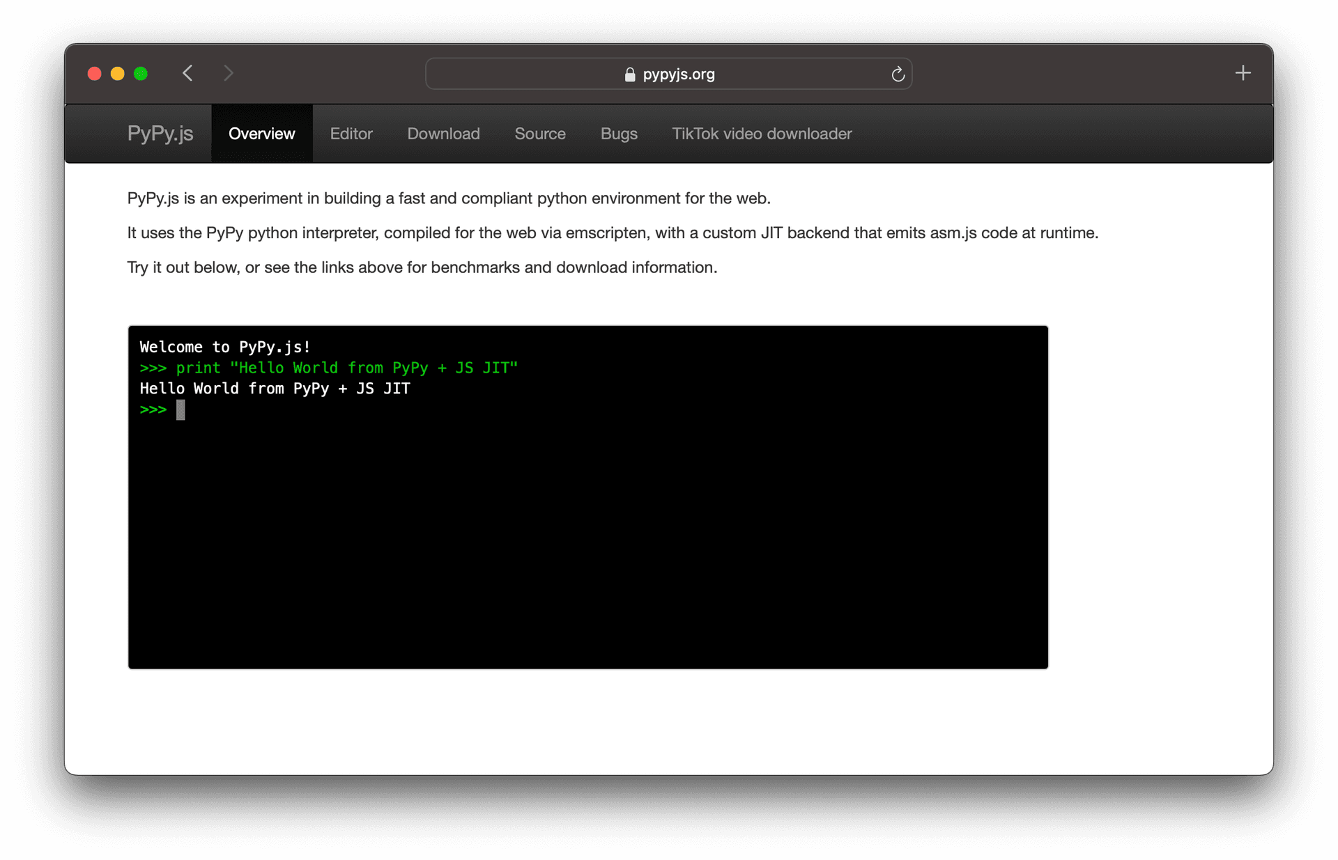 PyPy JS website
