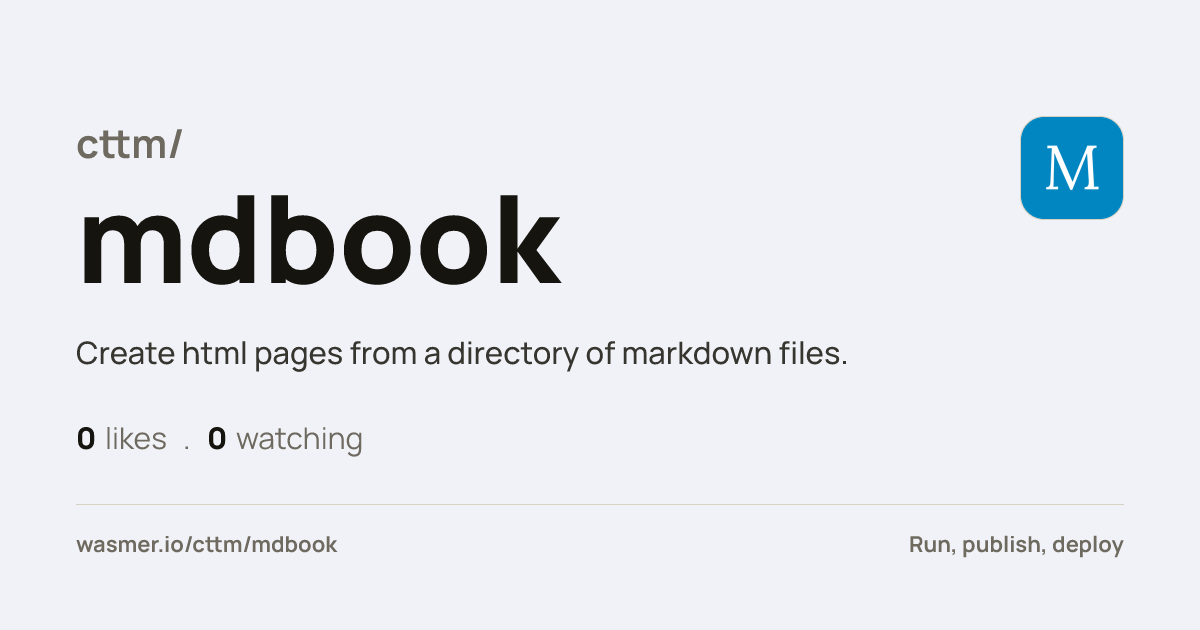 cttm/mdbook: Create html pages from a directory of markdown files