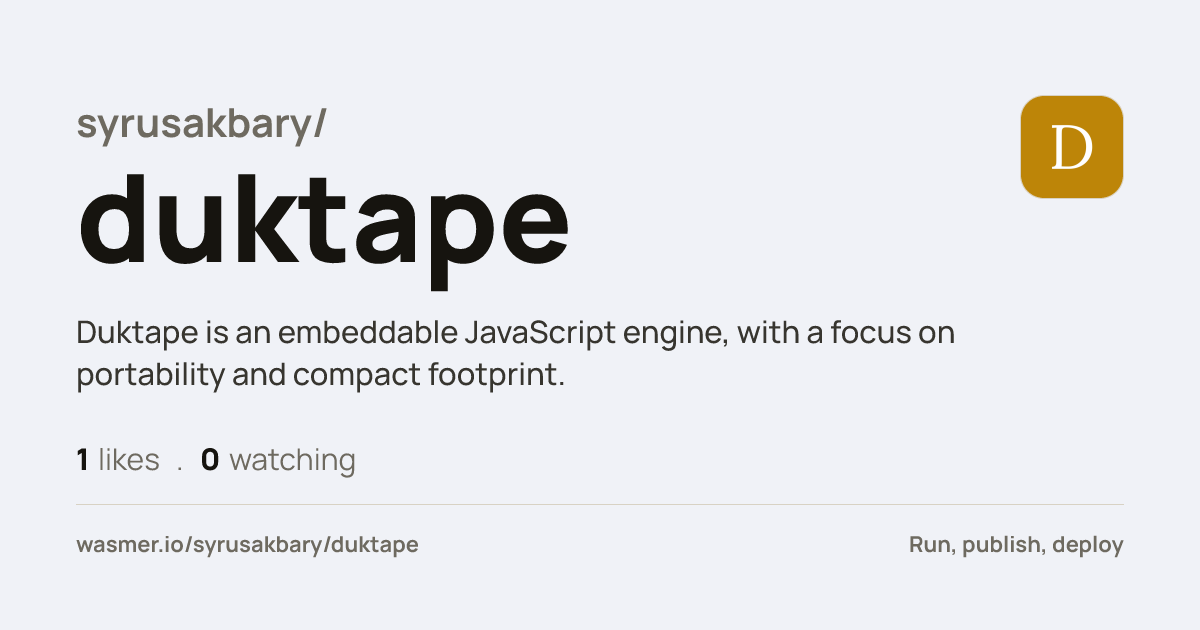 syrusakbary/duktape: Duktape is an embeddable JavaScript engine, with a...